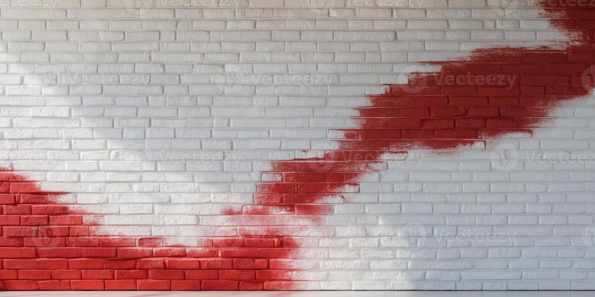 Textured Brick Wall White to Red Gradient Abstract Background Interior Design. photo