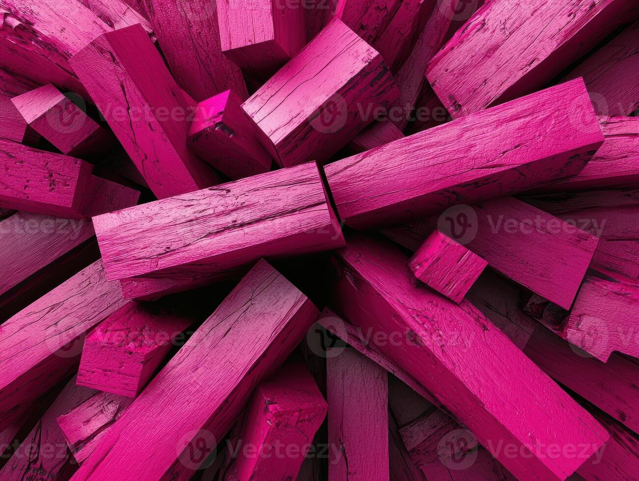 Pile of magenta wooden blocks photo