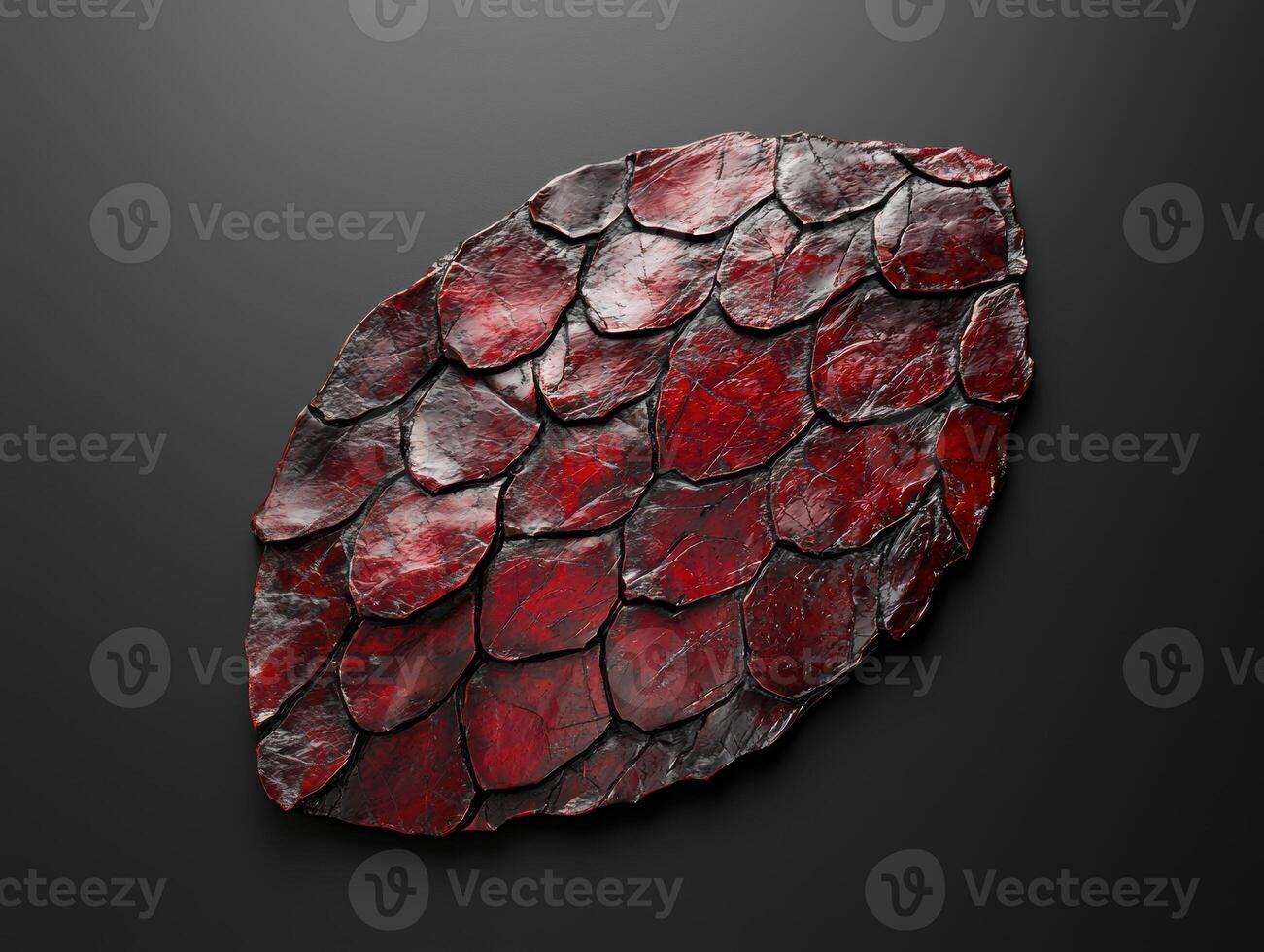 A red dragon scale texture on a dark background photo