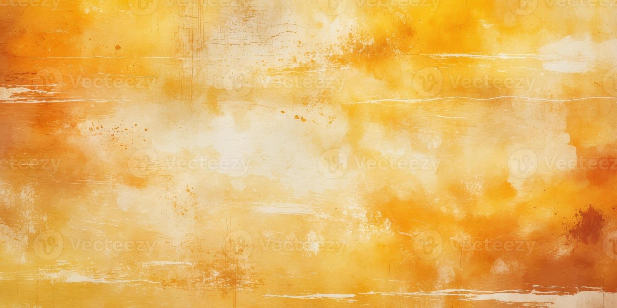Abstract yellow orange background with texture and distressed vintage grunge and watercolor photo