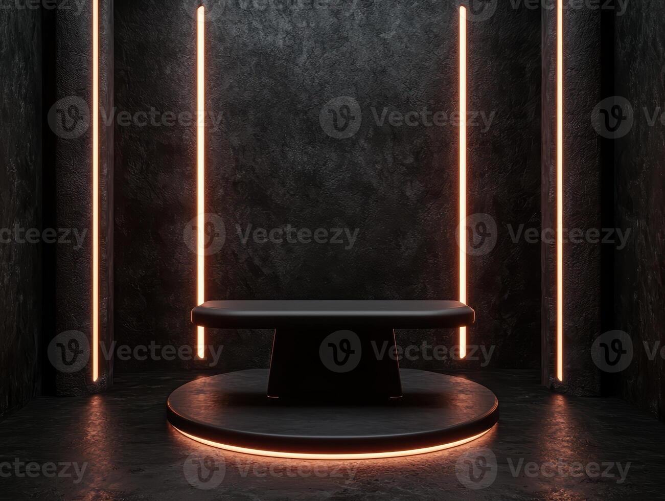 Illuminated product display podium with neon lights photo