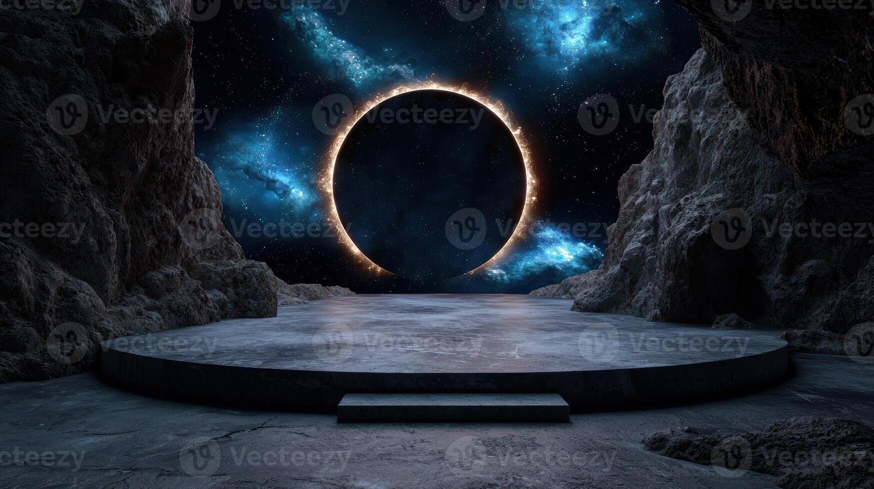 Abstract stage with a cosmic eclipse background photo