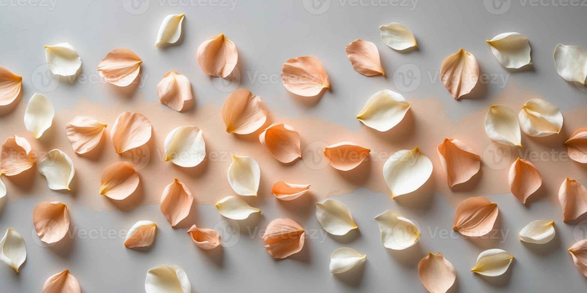 Rose petals on a white background photo