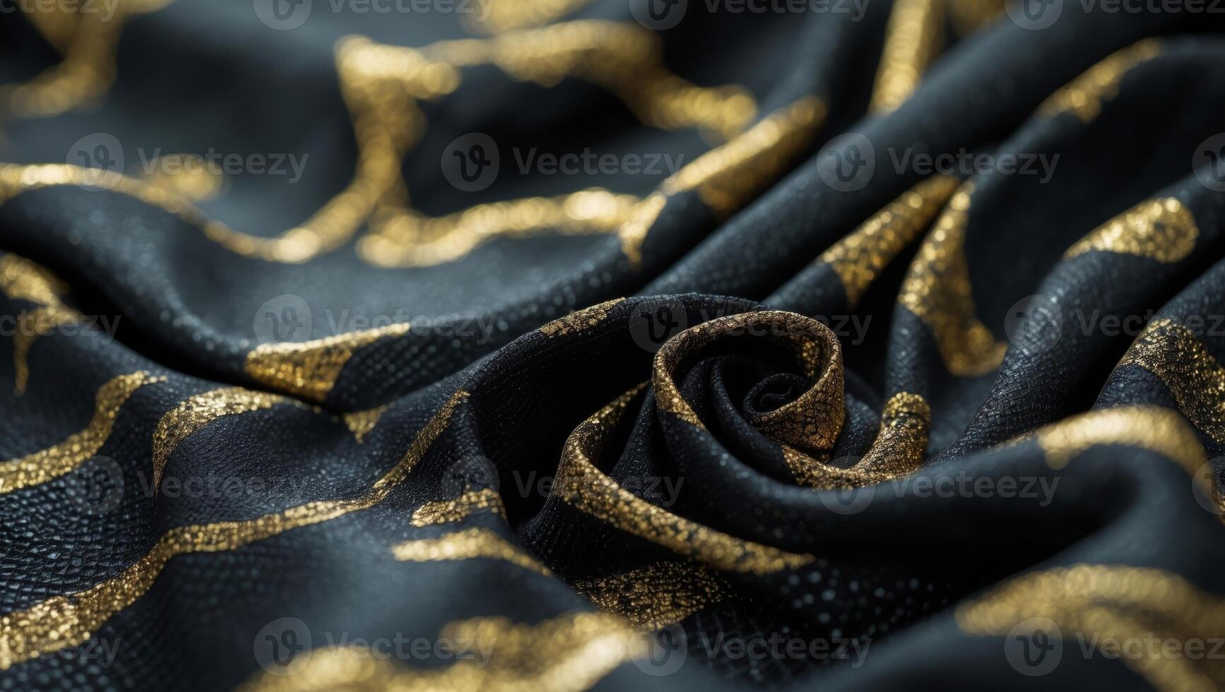A black and gold fabric with a gold pattern photo
