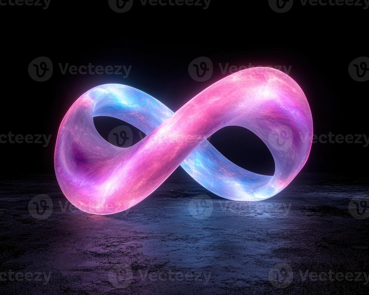 Glowing infinity symbol on a dark background photo