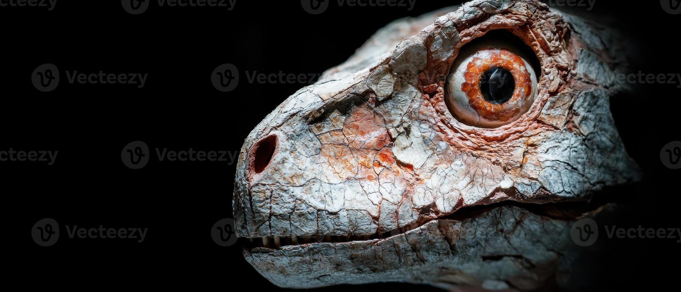 Close up of a dinosaur head with a realistic eye photo