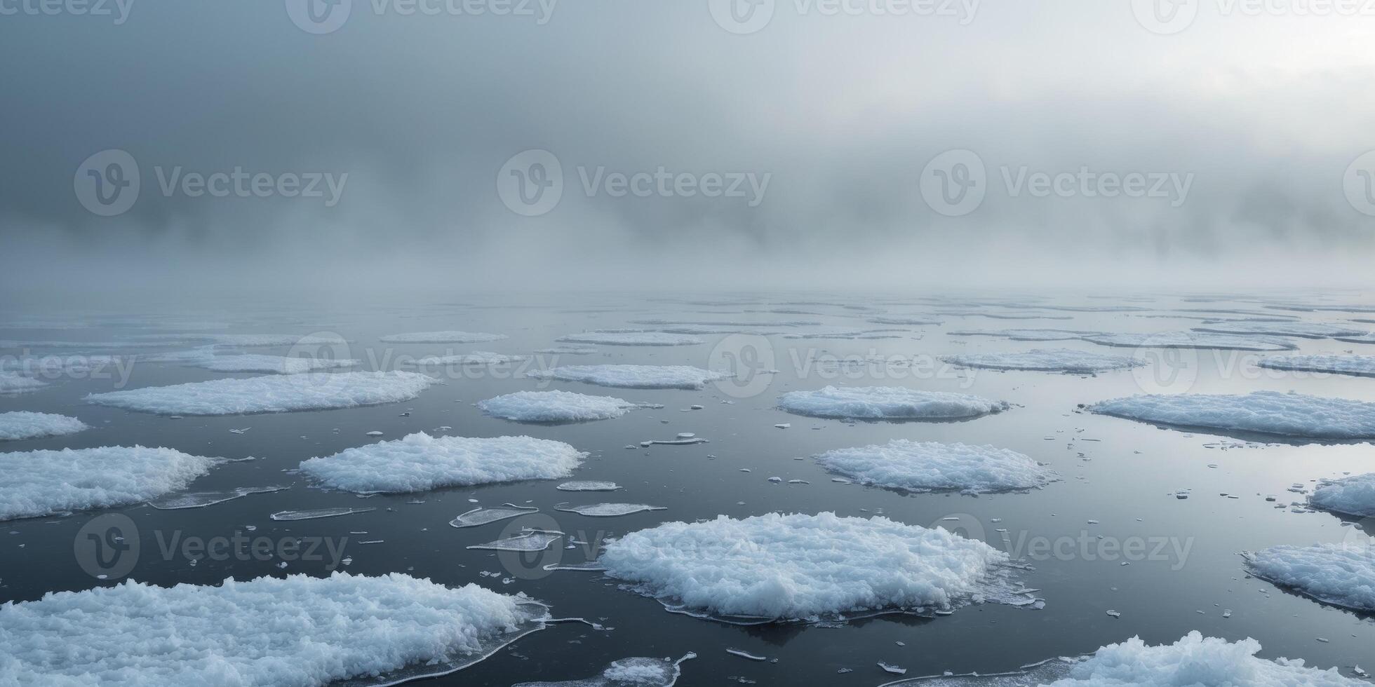 Frozen texture of snow with ice patches creating a slippery surface on a dark backdrop. photo
