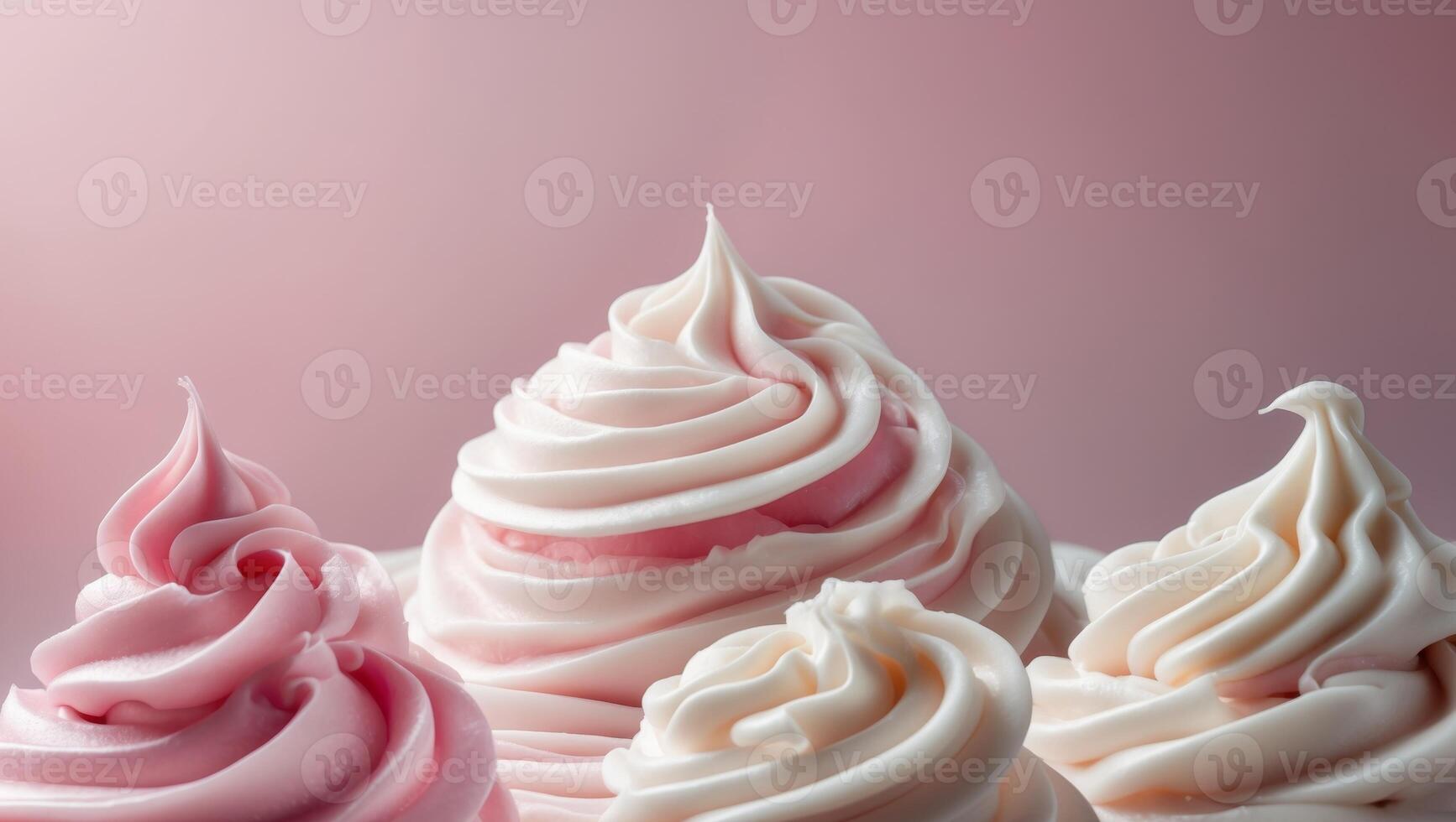 Elegant Pink and White Cream Swirls on Pink Background Delicious Sweet Texture. photo
