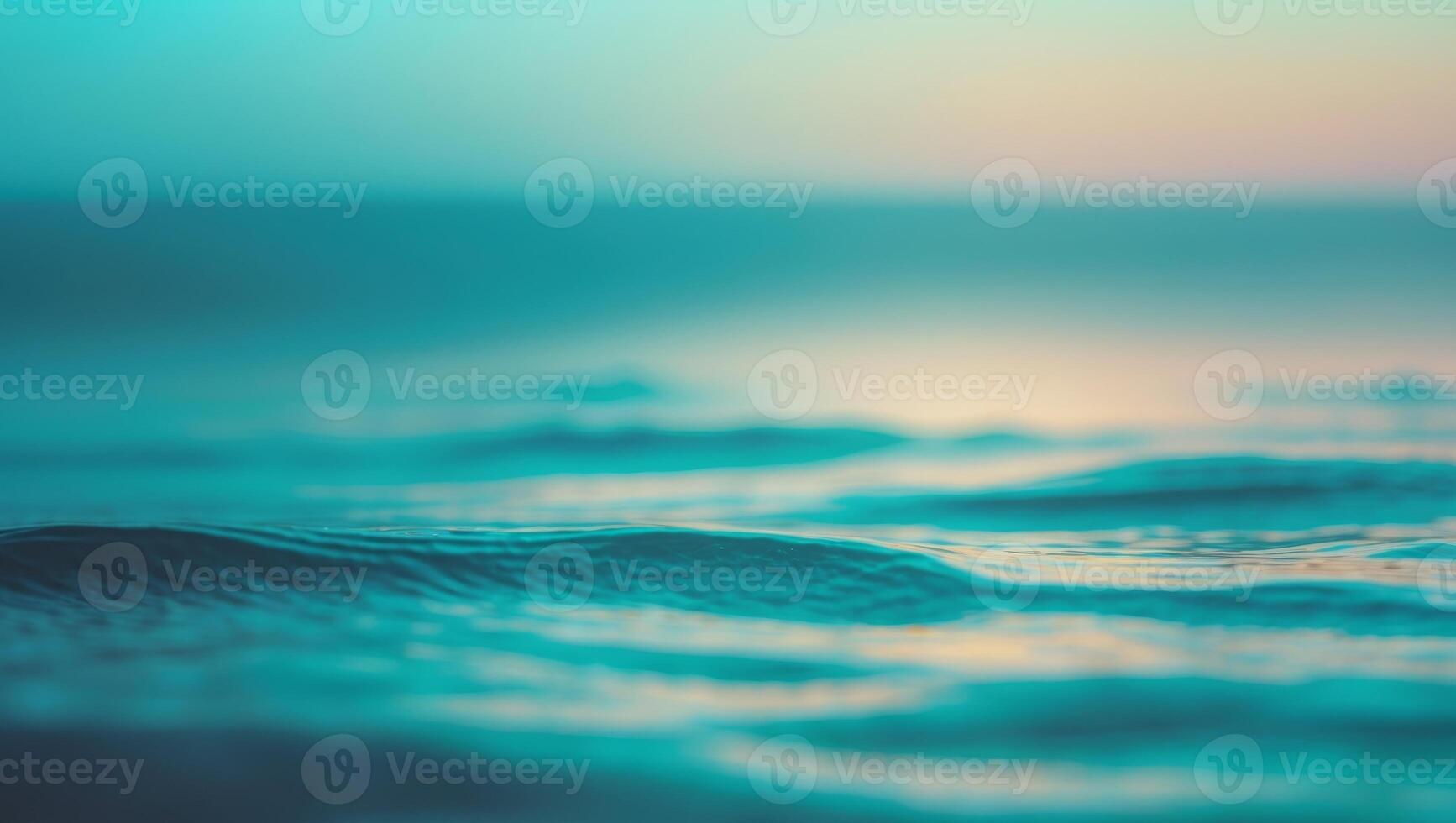 Abstract Seascape Background with Calm Water and Ambient Glow in Blue and Turquoise Gradient. photo