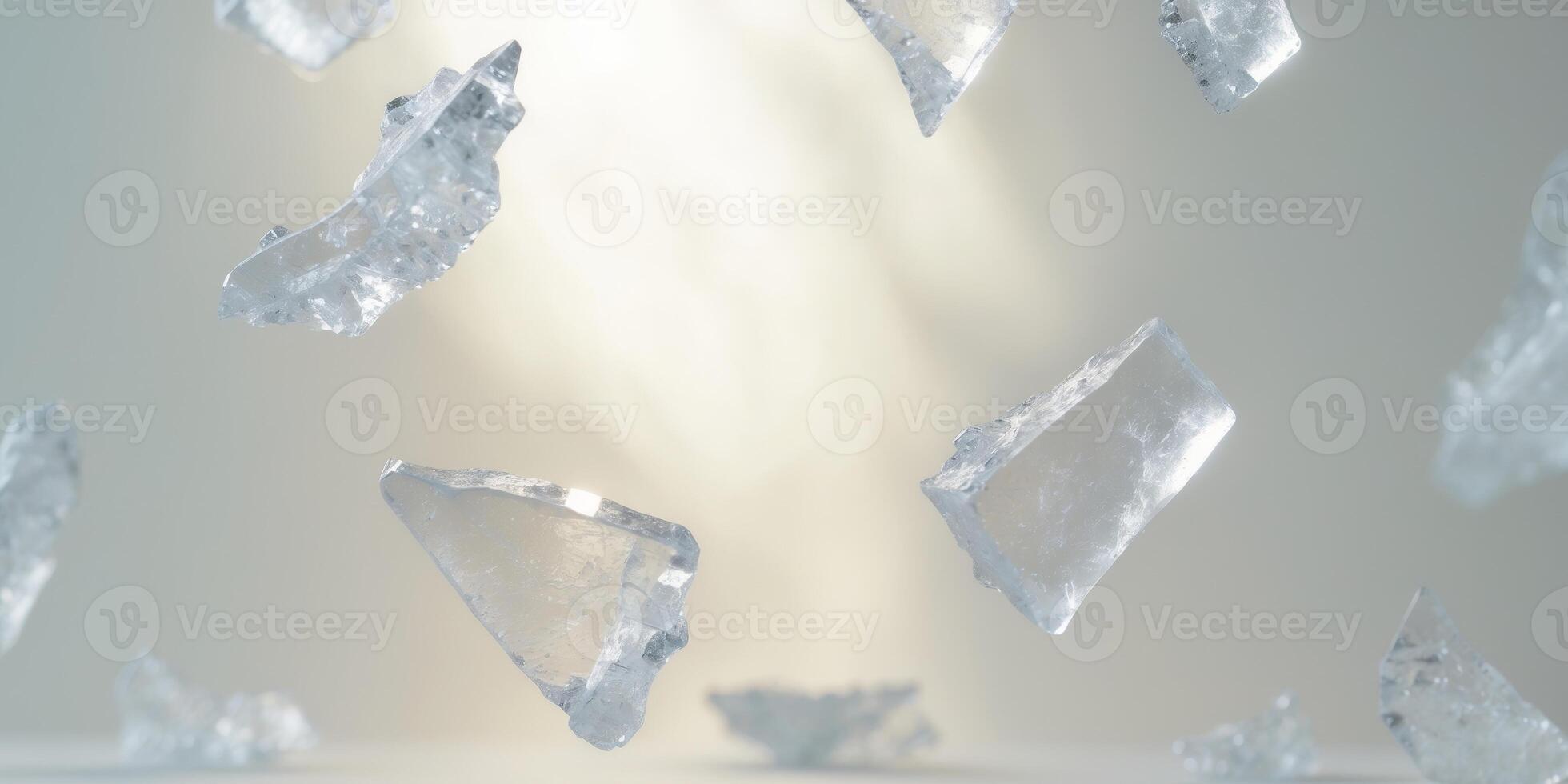 Ice Pieces Reflecting Light in Soft Diffused Glow. photo