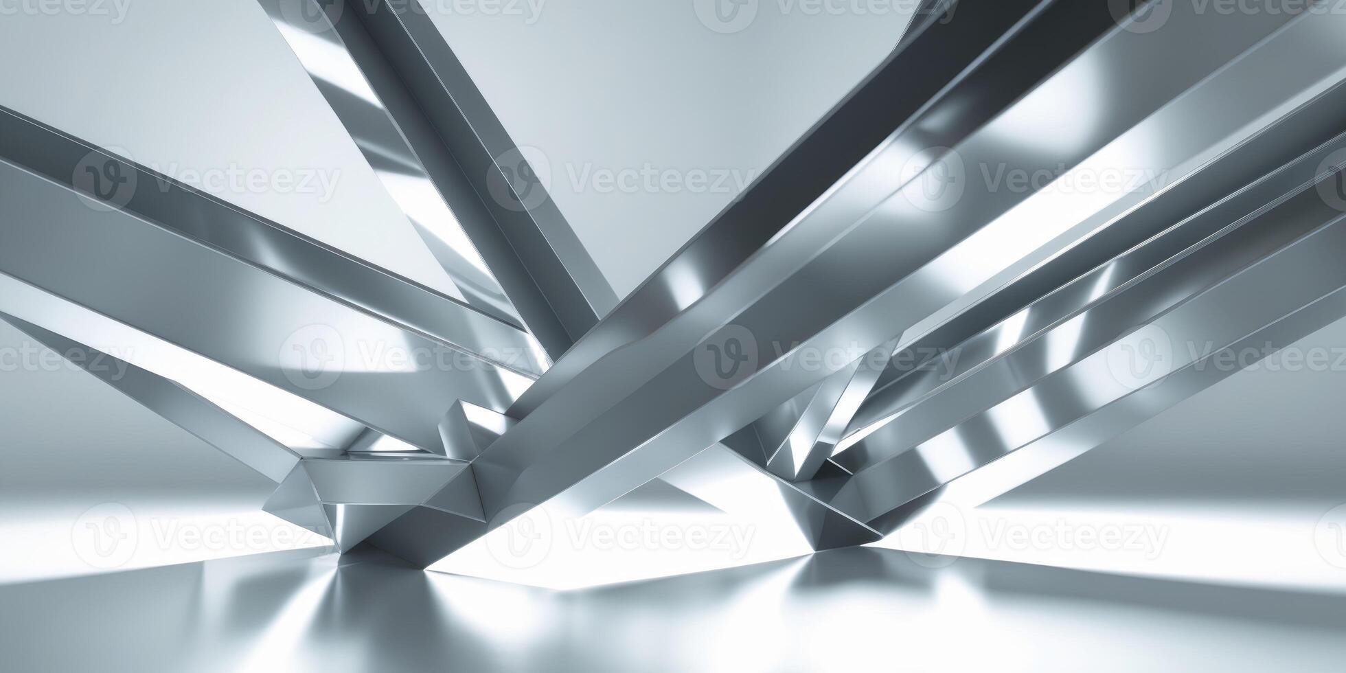 Gleaming metal beams coming together to create a modern and strong industrial design with a touch of elegance. photo