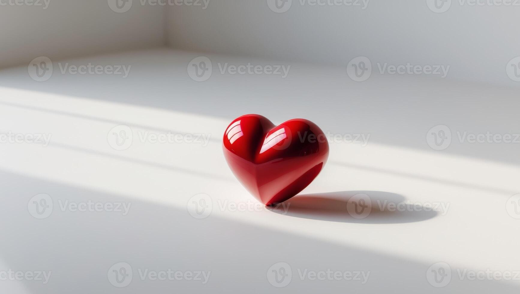 A Glossy Red Heart is Elegantly on Display for All to See and Admire Its Stunning Beauty. photo