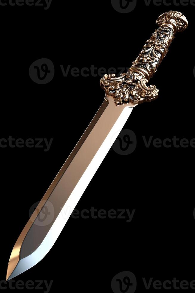Ornate golden sword with intricate handle design photo