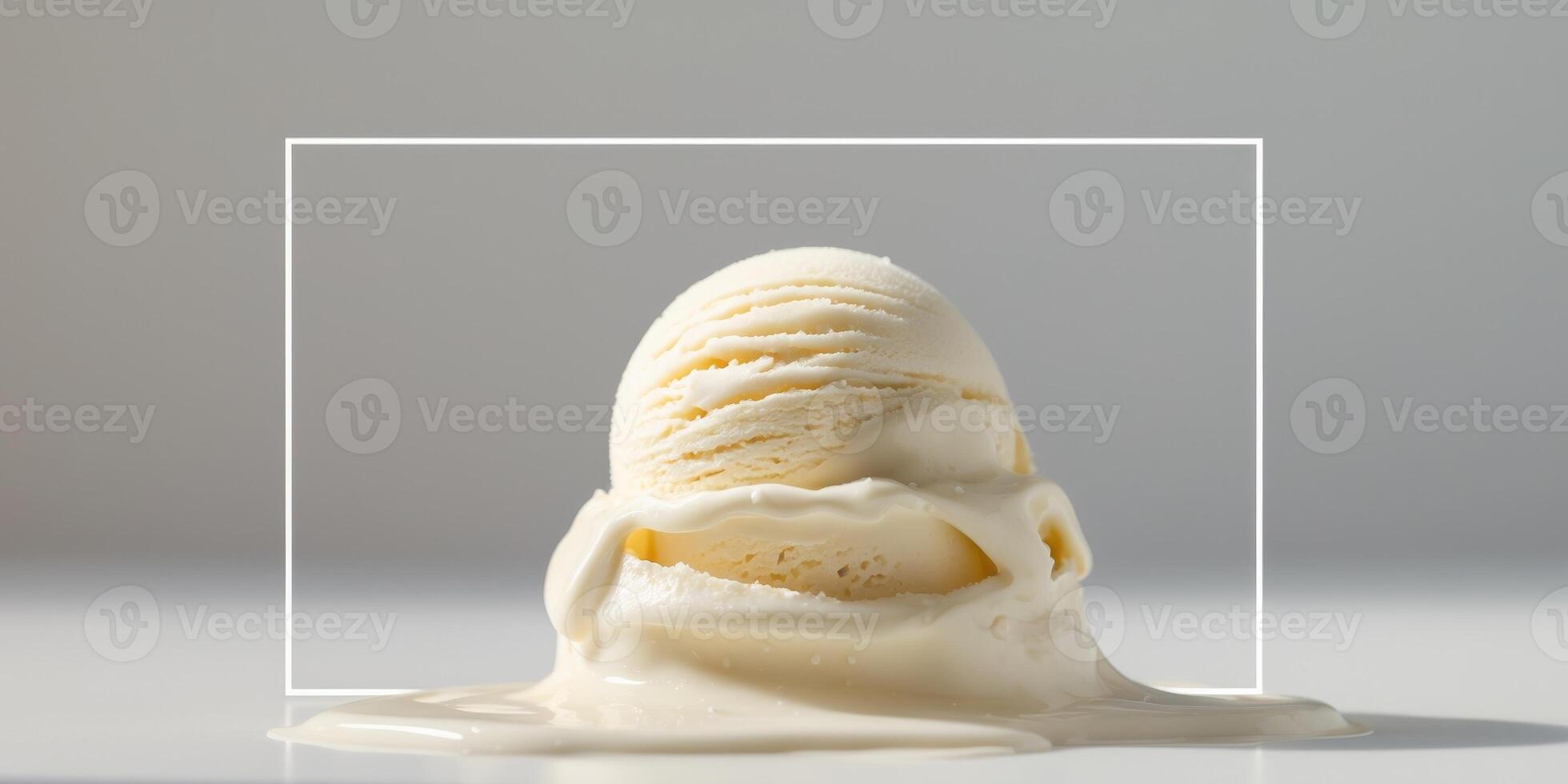 a scoop of creamy vanilla ice cream melted and delicious photo