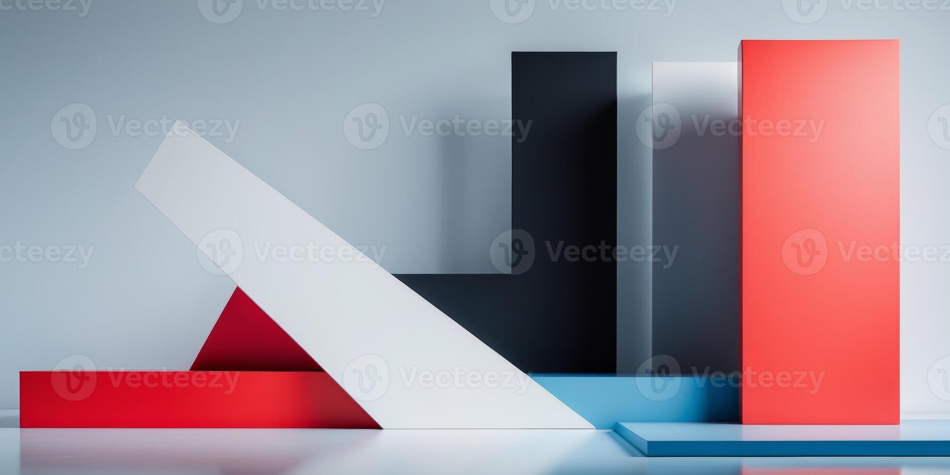 Abstract Geometric Shapes in Red White Black and Blue photo