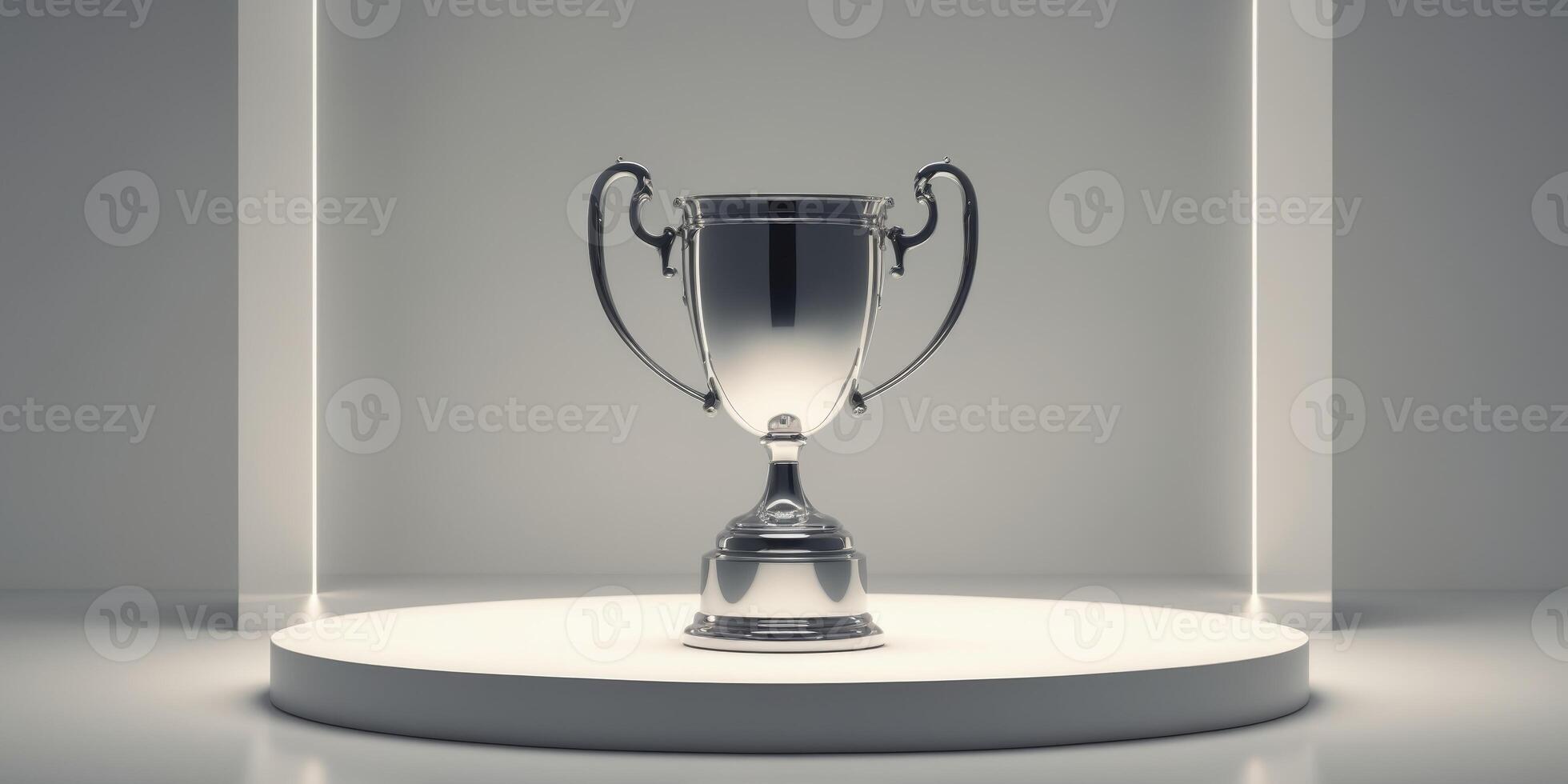 Bright Stage with Trophy Signifying Anticipation and Celebration photo