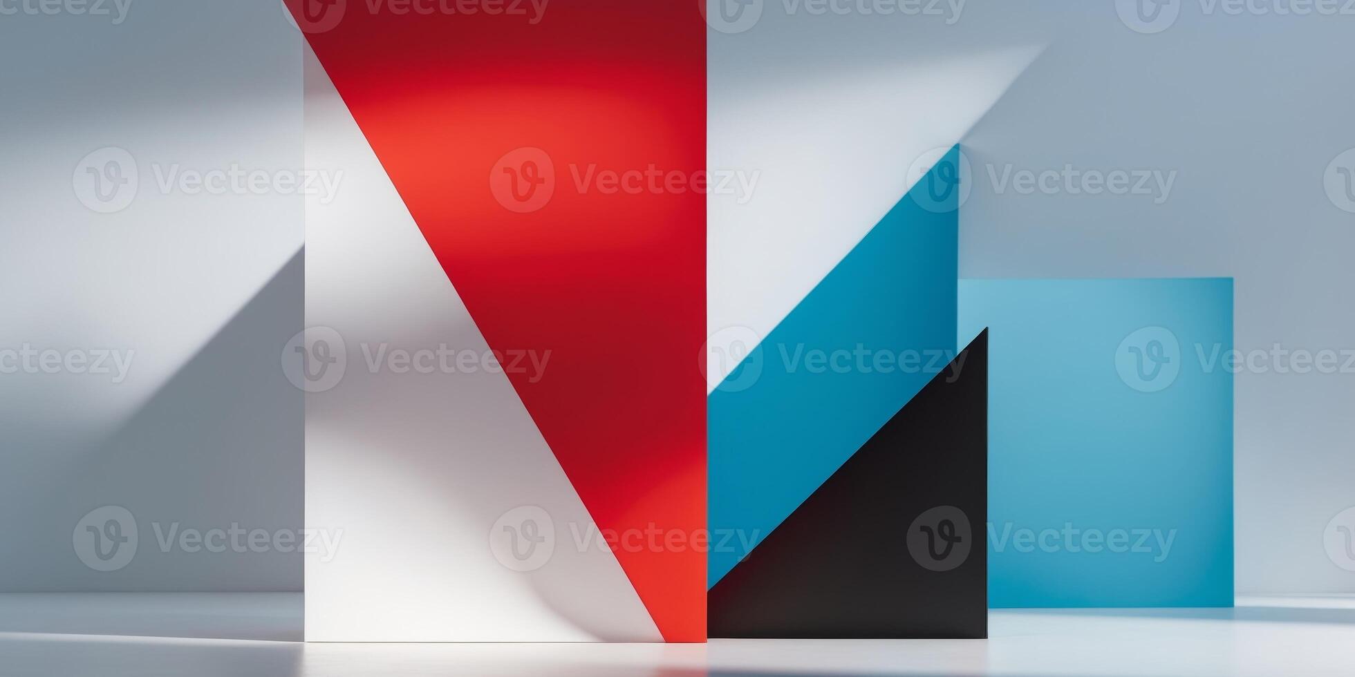 Abstract Geometric Shapes in Red White Black and Blue. photo