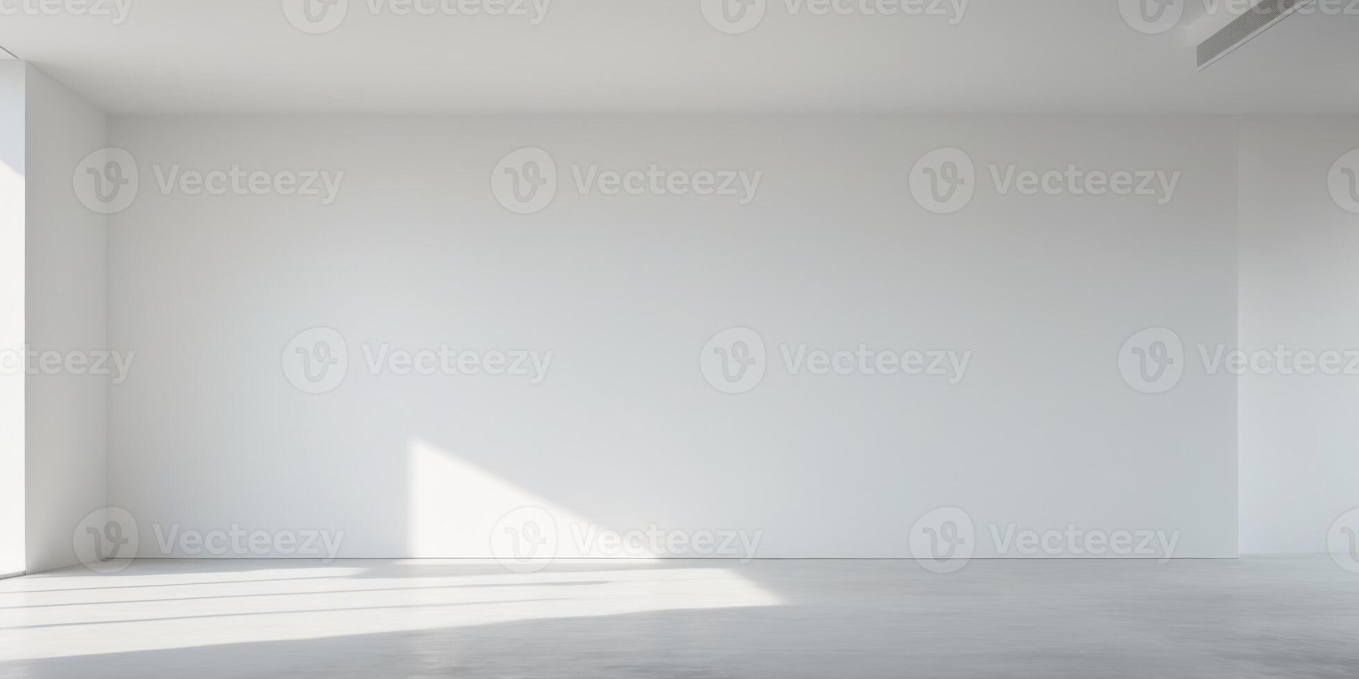 Contemporary room space with empty white wall. photo