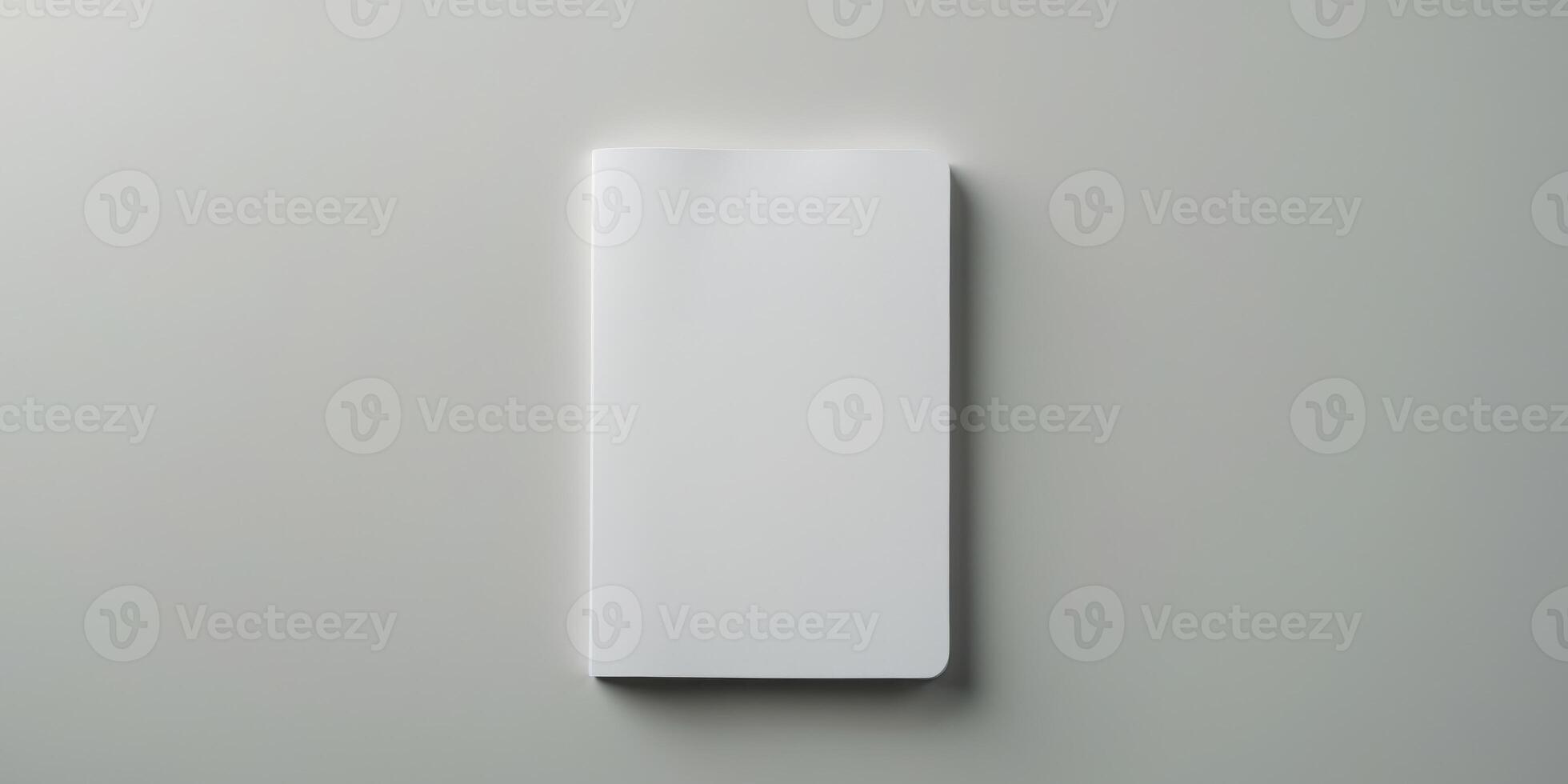 blank notepad mockup on gray background. photo