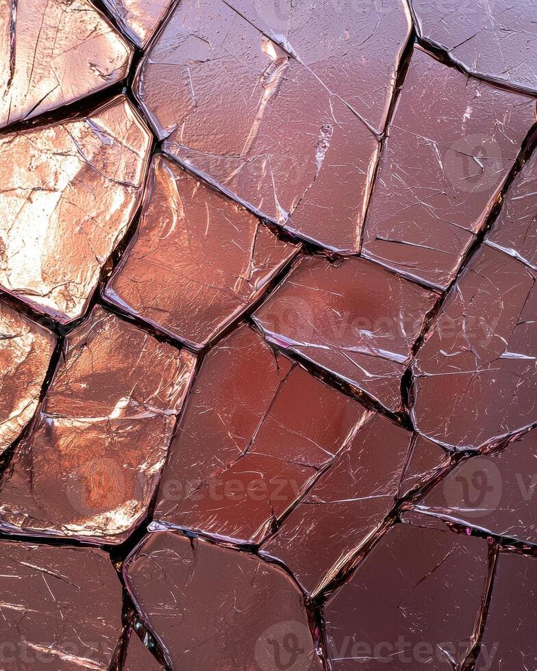 Abstract copper tile background with cracks and texture photo