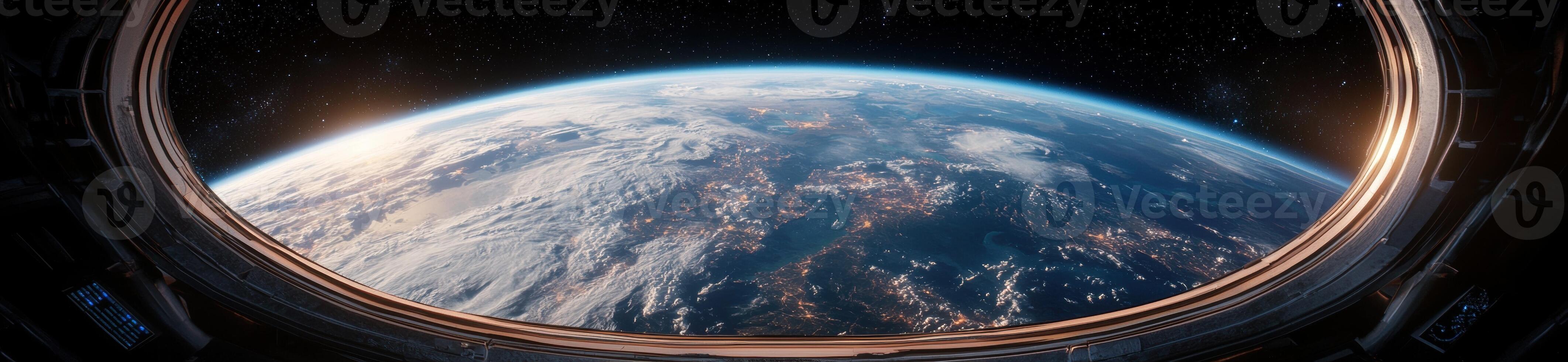 View of Earth from space station window photo