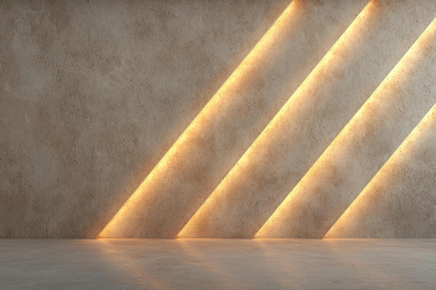 Abstract concrete wall with light strips photo