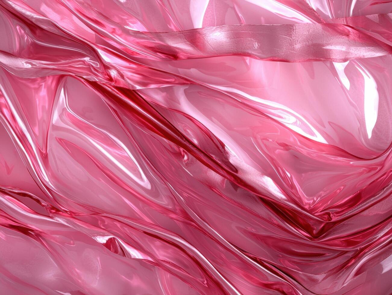 Abstract pink shiny fabric with flowing folds photo