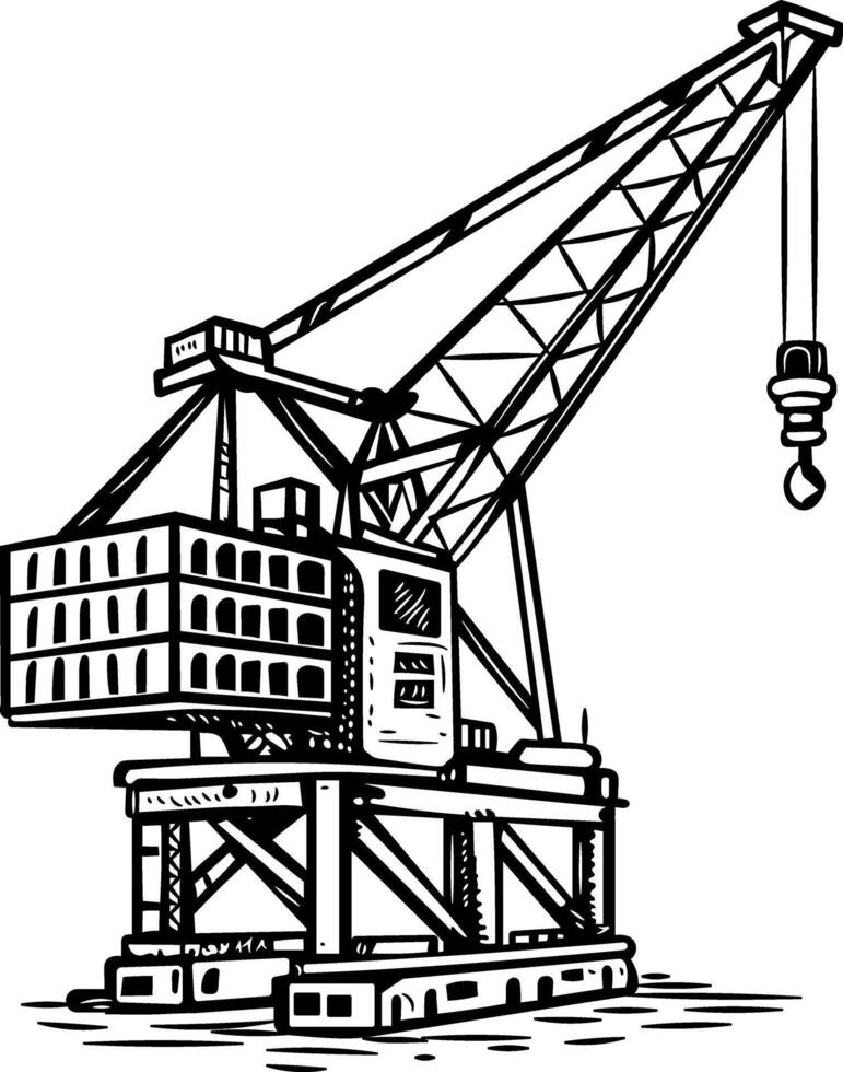 Cargo crane icon in vintage style vector
