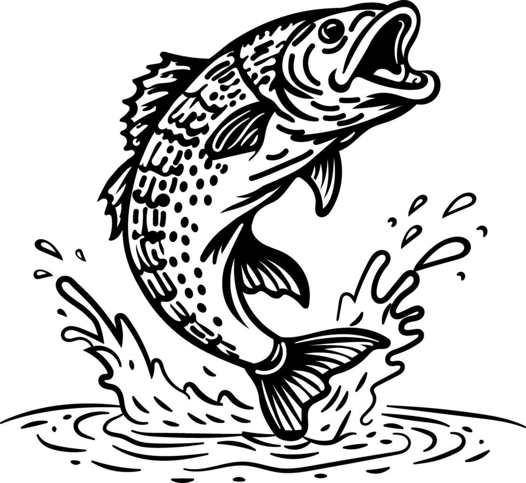 A vintage style icon of a fish jumping from water vector