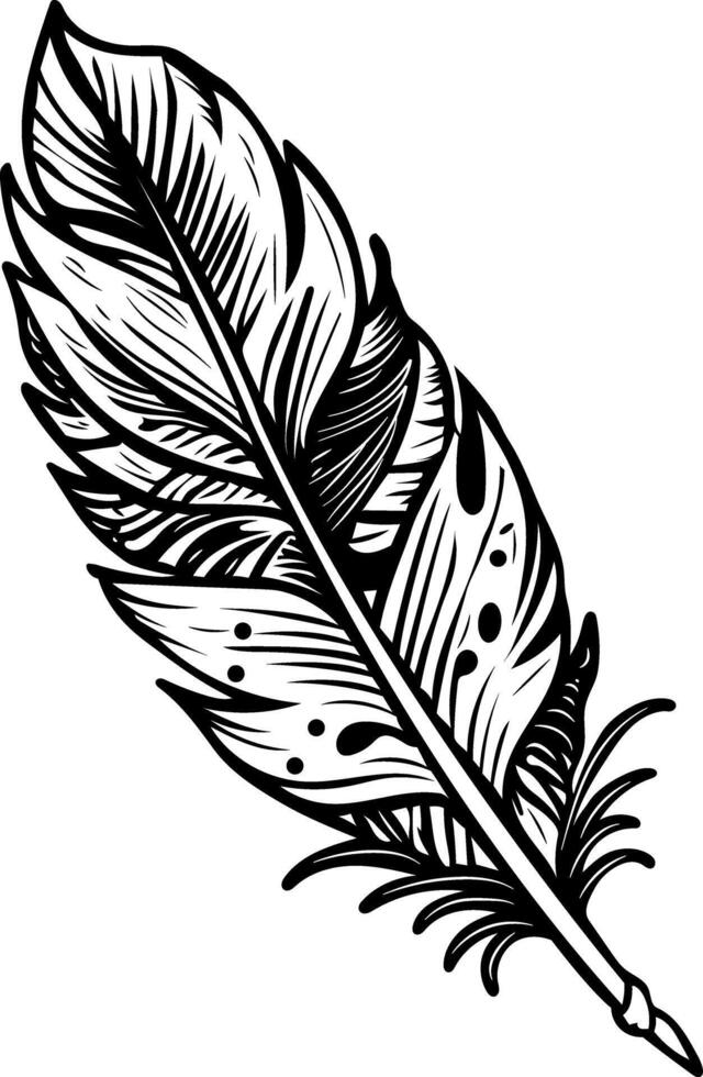 A vintage style icon of a feather vector