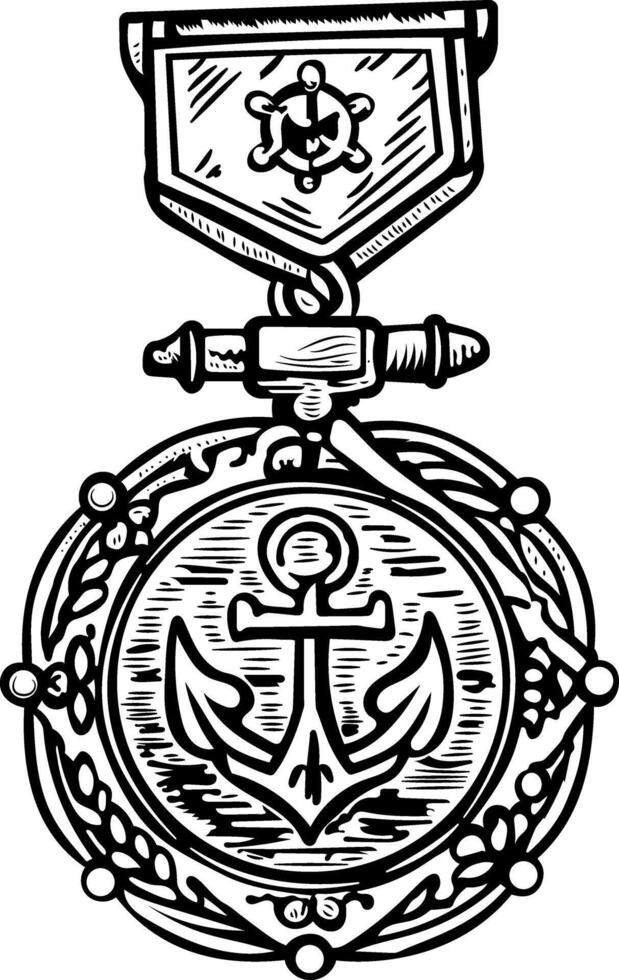 A vintage style icon of sailor medal vector