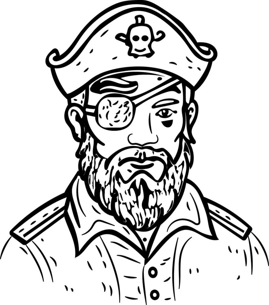 A vintage style icon of a pirate character vector