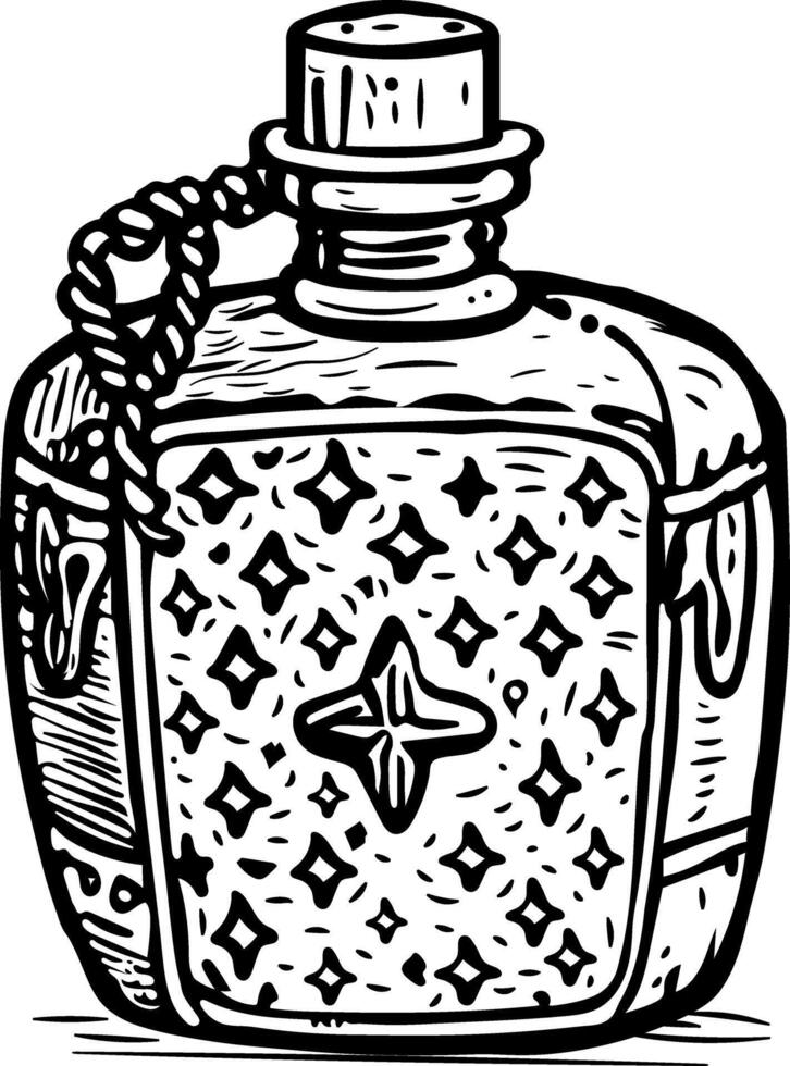 A vintage style icon of an old flask vector