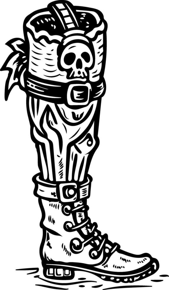 A vintage style icon of pirate leg vector