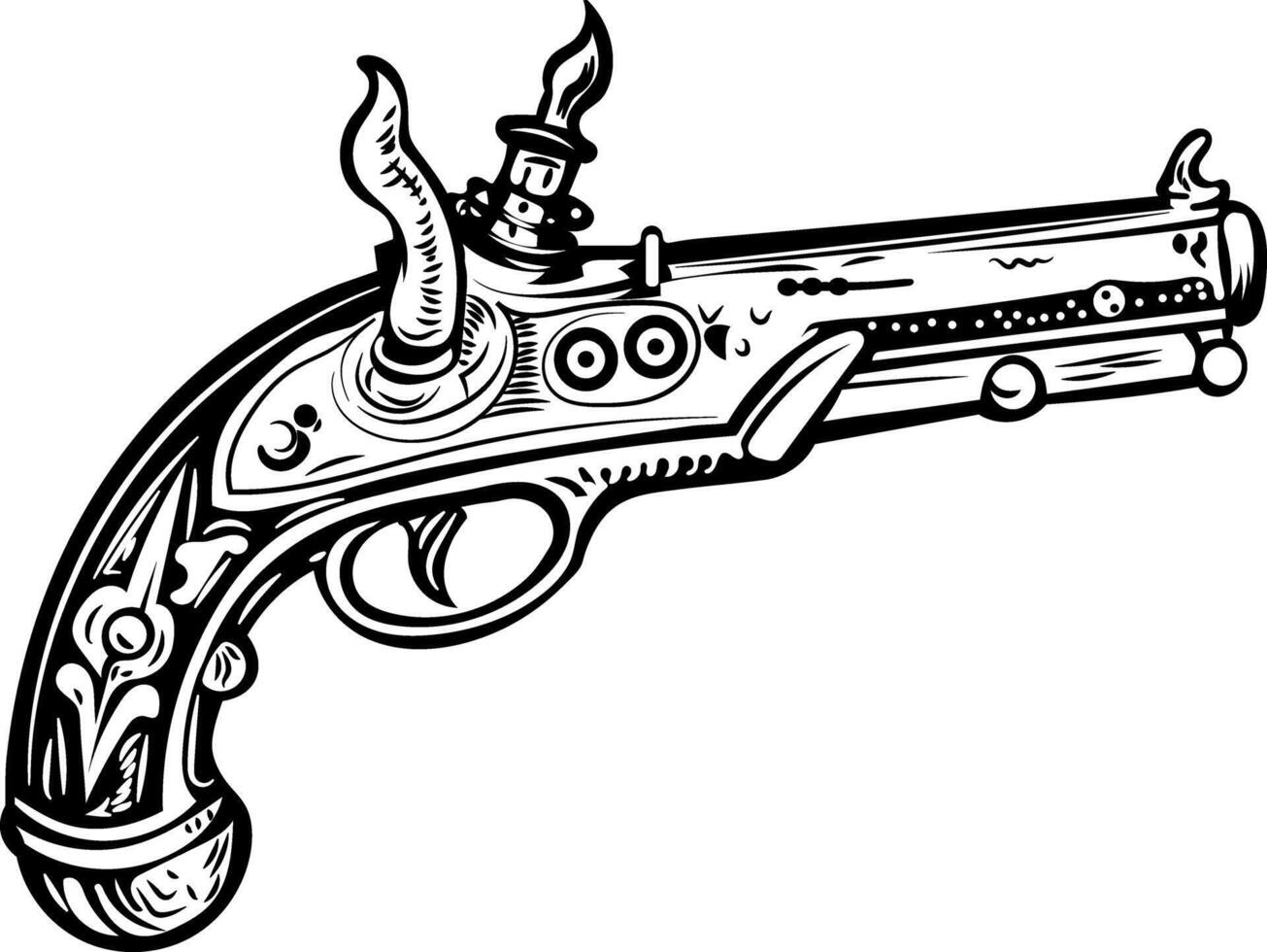 A vintage style icon of a pistol vector