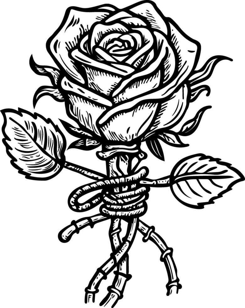 A vintage style icon of a rose flower vector