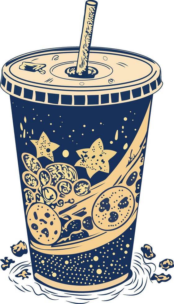 Vintage style icon of a drink cup vector