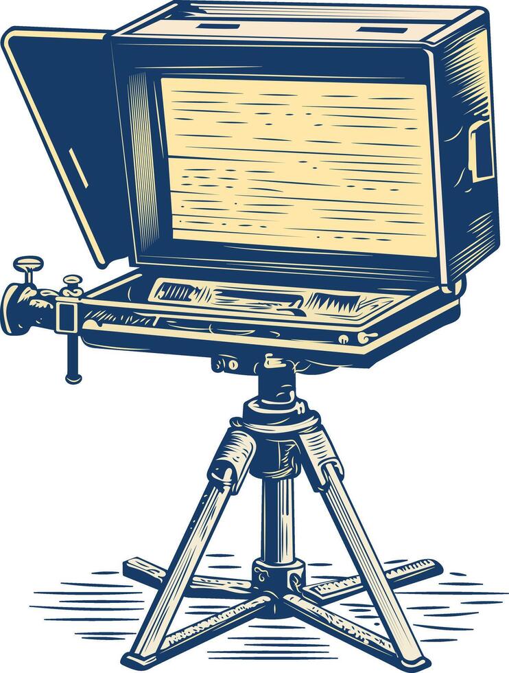 Vintage style icon of a teleprompter device vector