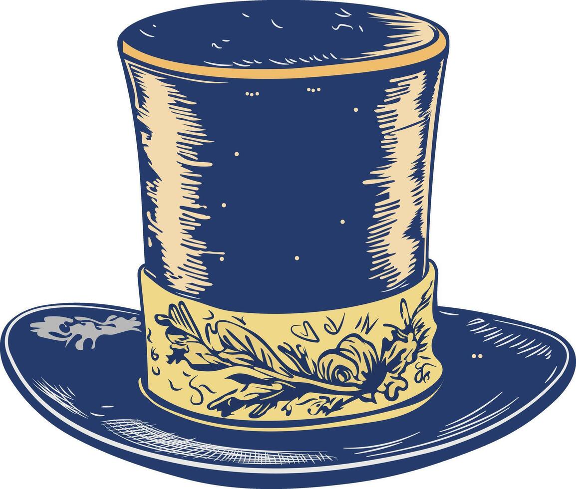 Top hat icon in vintage style vector