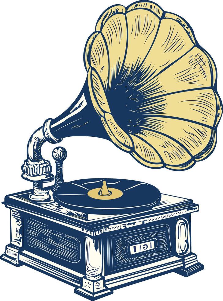 Vintage style icon of an old gramophone vector