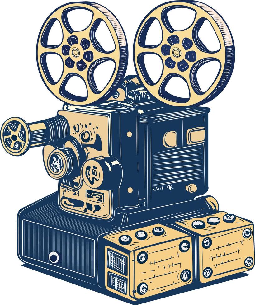 A sketchy vintage icon of projection booth vector