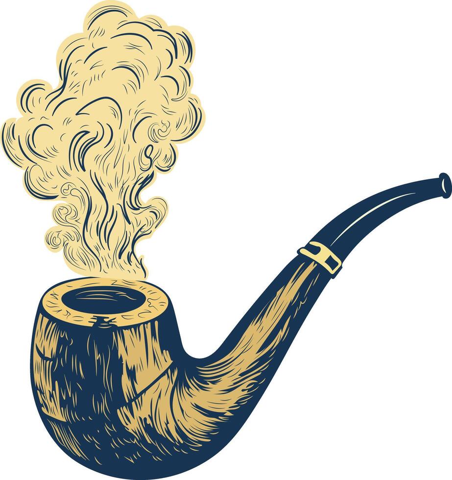 A sketchy icon of vintage smoking pipe vector