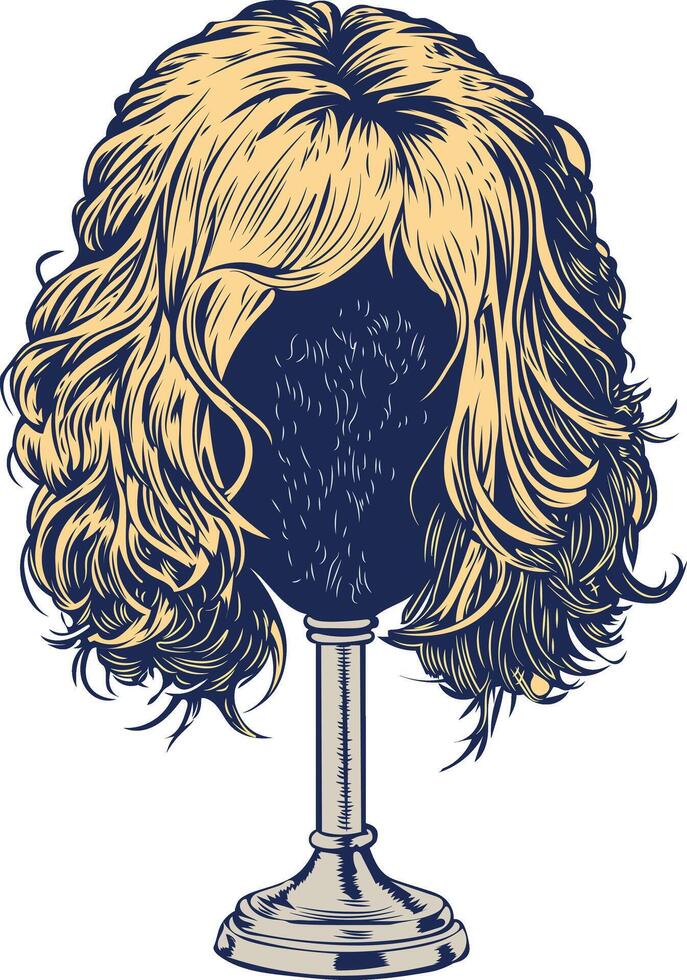 Wig stand icon in vintage style vector