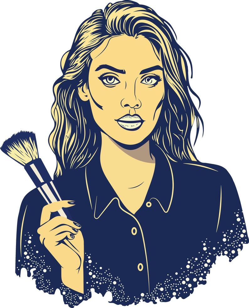 Makeup artist icon in vintage style vector