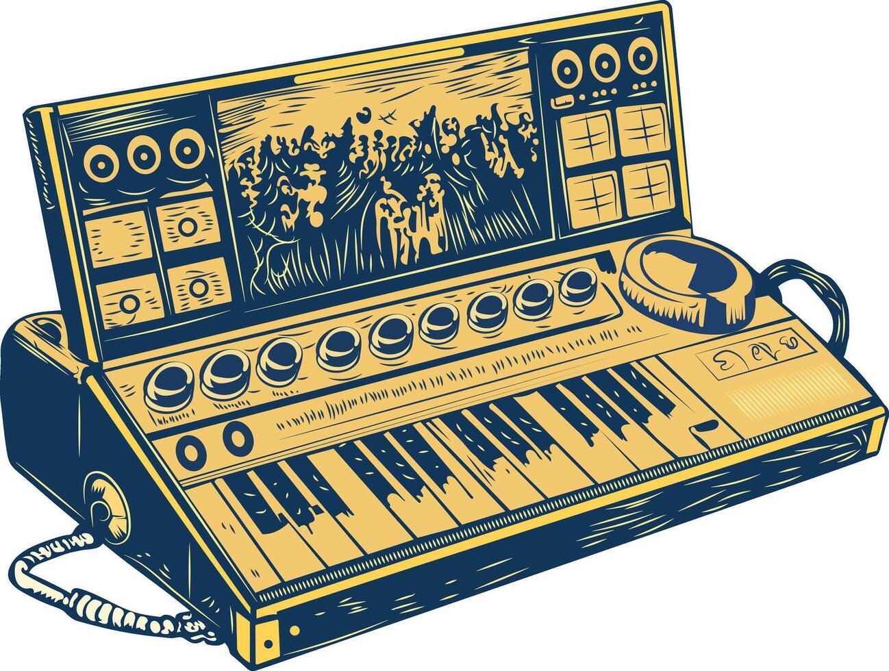 Vintage icon depicting an audio console vector