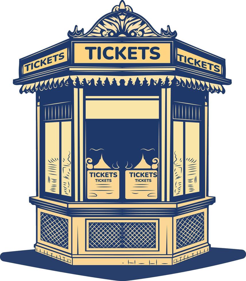 Vintage icon of a ticket booth vector