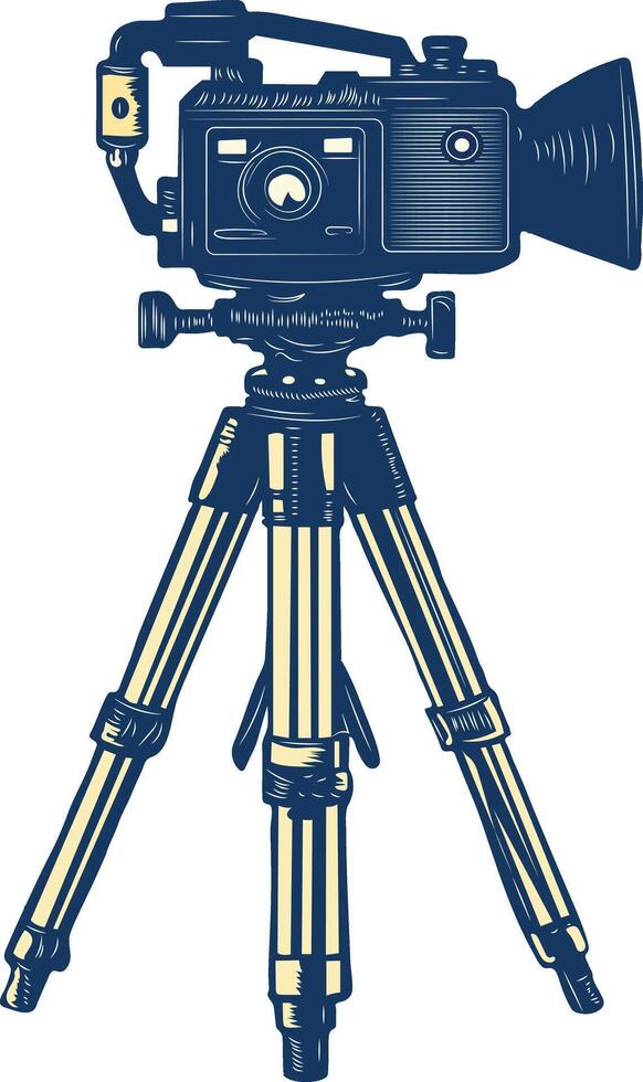 Camera tripod vintage icon vector