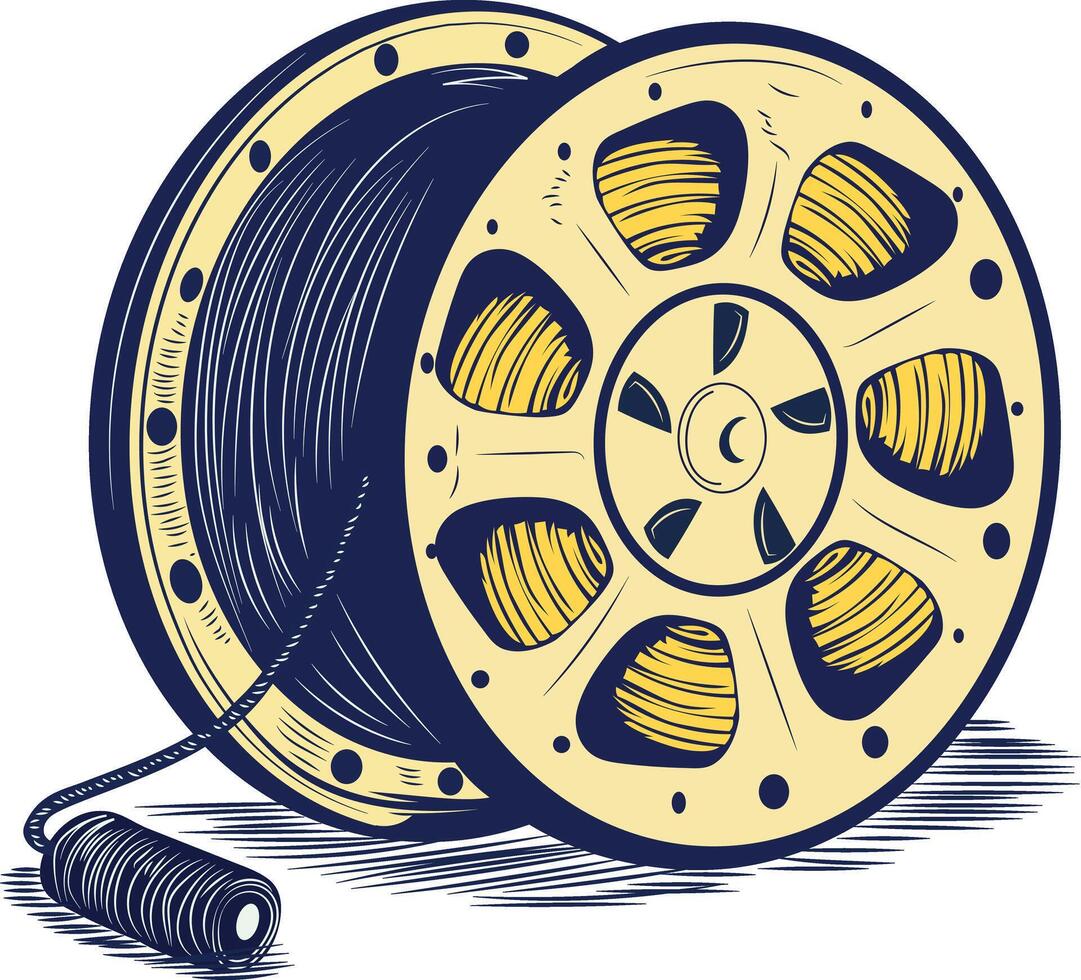 Movie reel icon in vintage style vector