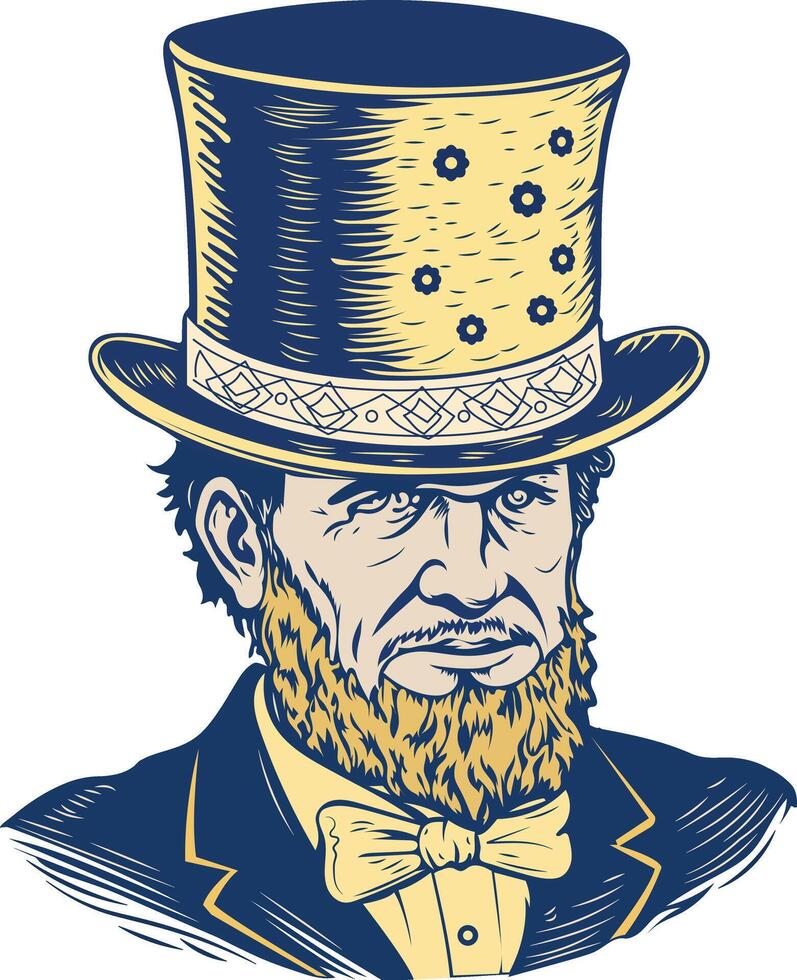 Theatrical magician character, vintage icon vector