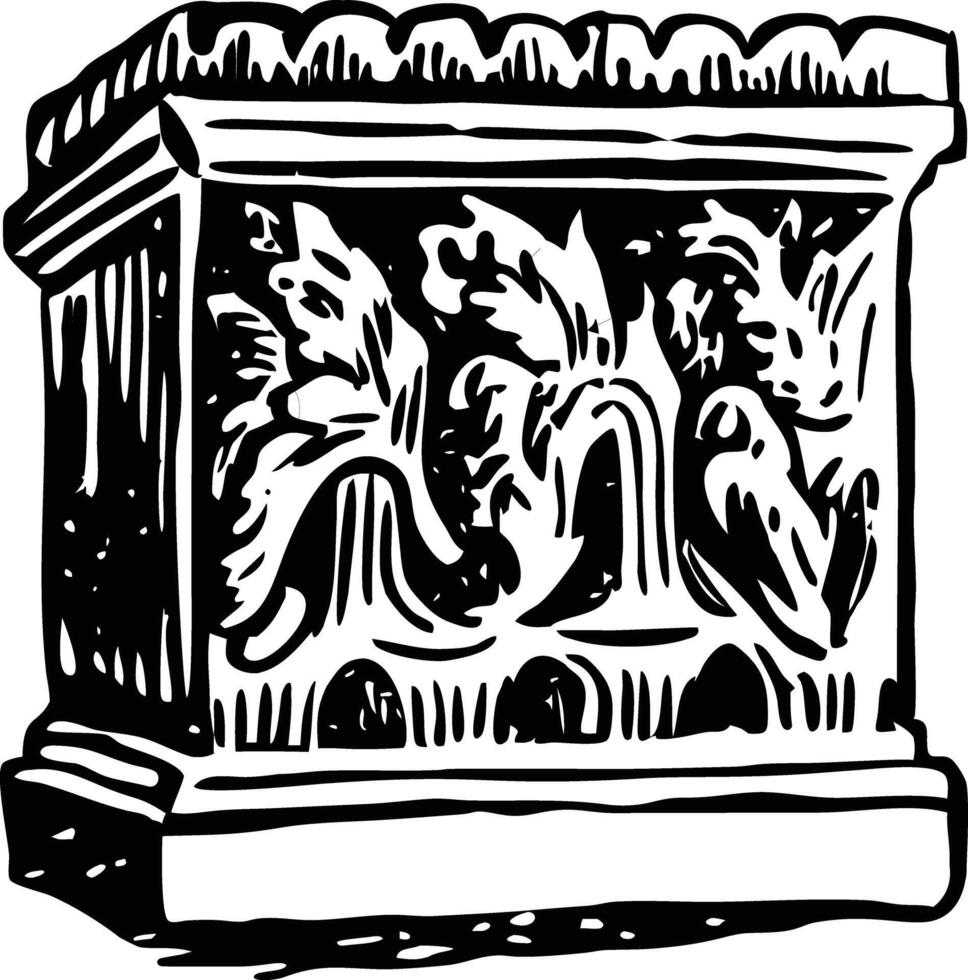 Ancient stone carving masterpiece illustration in vintage style vector